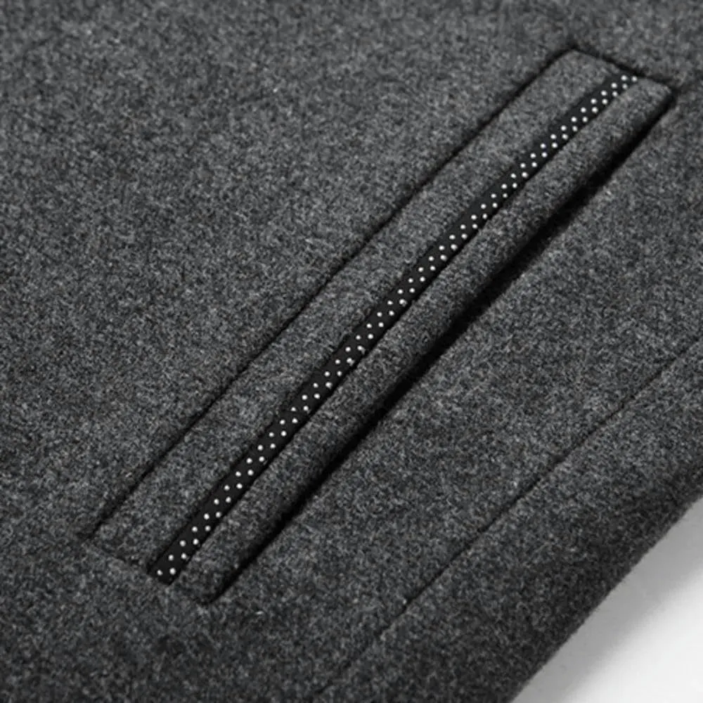 Wool Blend Men Winter Overcoat Thicken Warm Jackets Trench Outerwear Stand Collar Coat