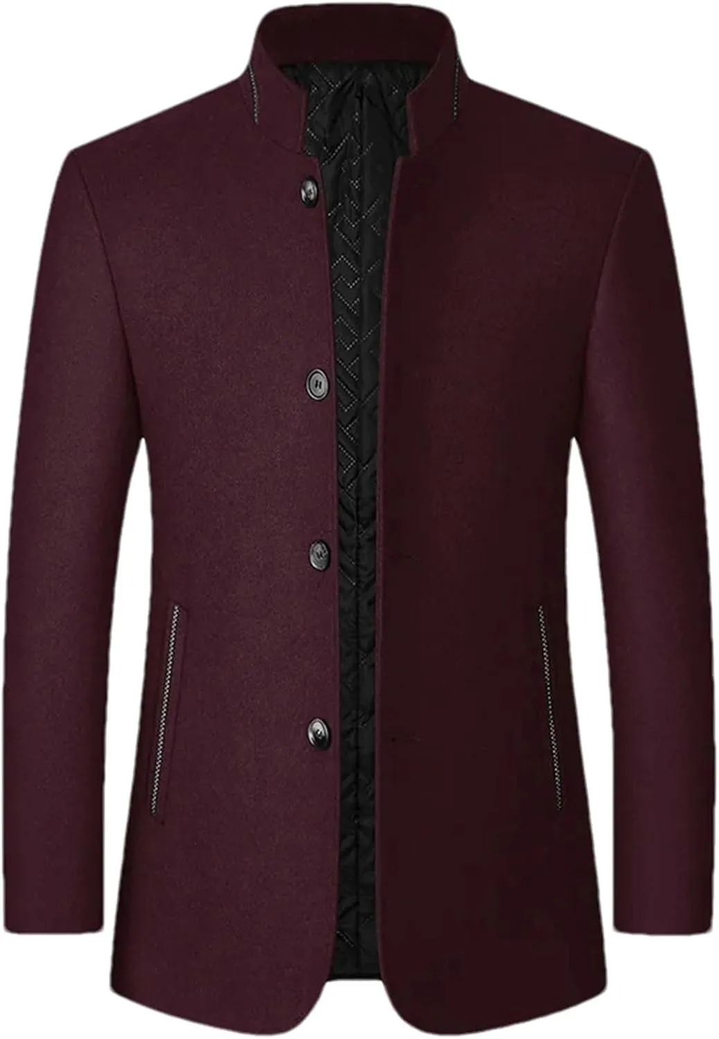 Wool Blend Men Winter Overcoat Thicken Warm Jackets Trench Outerwear Stand Collar Coat