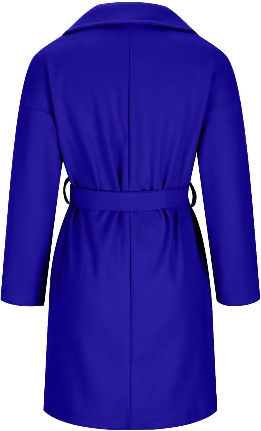 Wool Coats for Women Casual Open Front Winter Trench Coat Oversized Notch Lapel Thicken Bussiness Jacket With Belts