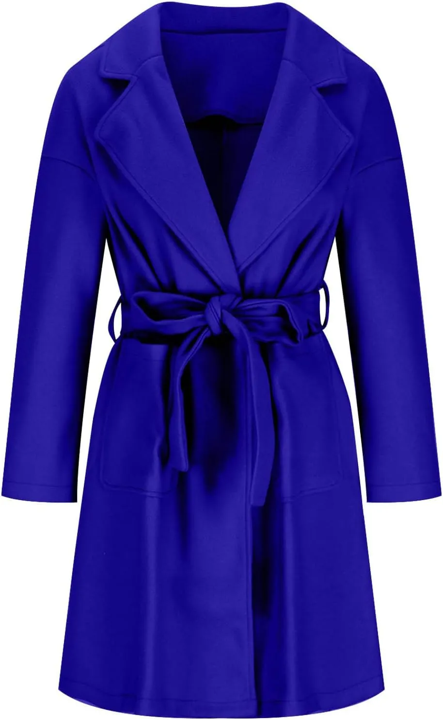 Wool Coats for Women Casual Open Front Winter Trench Coat Oversized Notch Lapel Thicken Bussiness Jacket With Belts