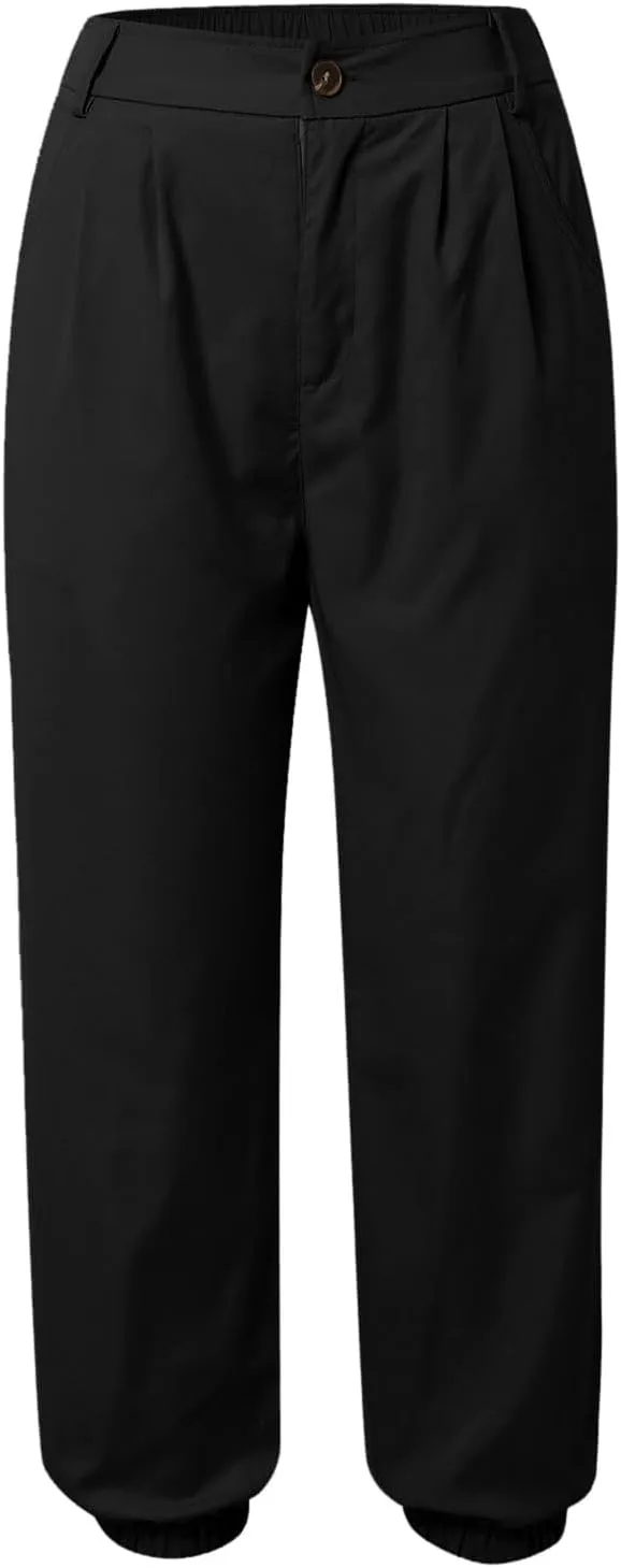 Work Capri Pant for Women Summer Business Casual High-Waist Crop Pant Fashion Dressy Trousers with Pockets S-3XL
