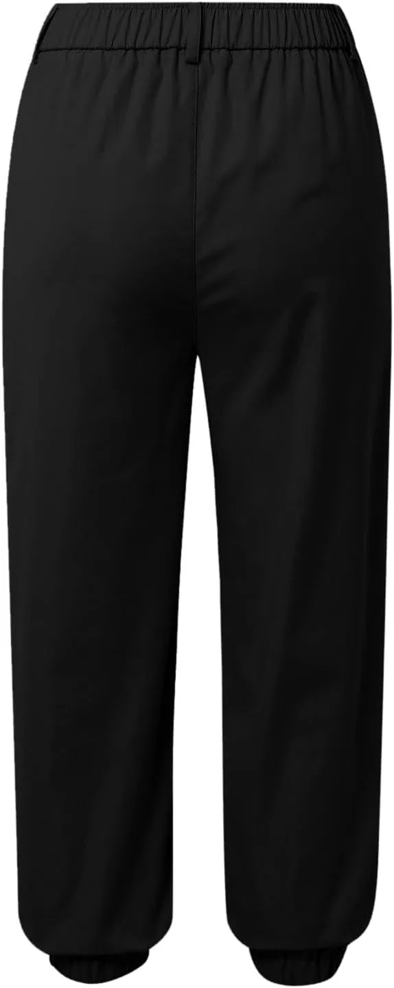 Work Capri Pant for Women Summer Business Casual High-Waist Crop Pant Fashion Dressy Trousers with Pockets S-3XL