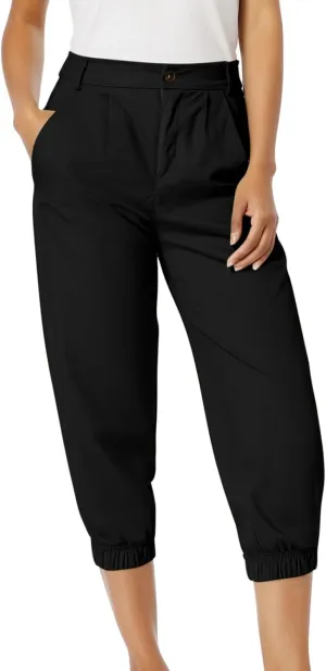 Work Capri Pant for Women Summer Business Casual High-Waist Crop Pant Fashion Dressy Trousers with Pockets S-3XL