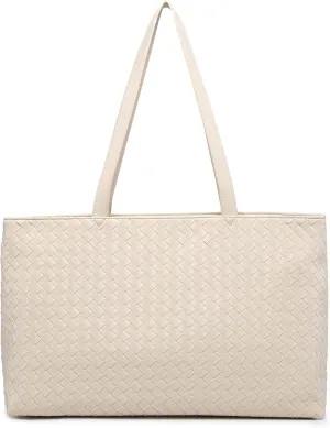 Woven Tote Bag for Women  Large Premium Vegan Leather Shoulder Bag with Laptop compartment, Perfect for Work and Travel