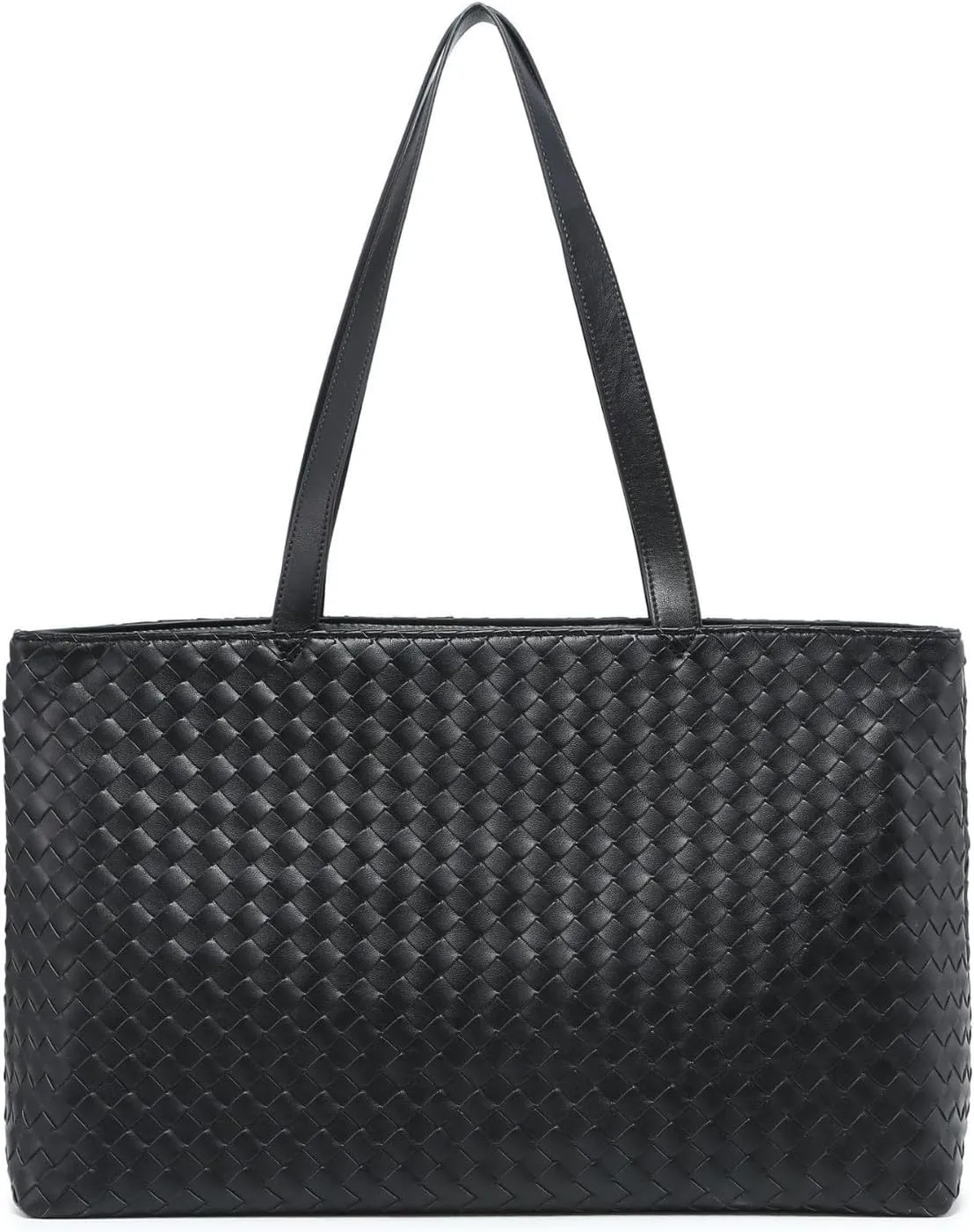 Woven Tote Bag for Women  Large Premium Vegan Leather Shoulder Bag with Laptop compartment, Perfect for Work and Travel