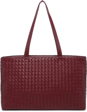Woven Tote Bag for Women  Large Premium Vegan Leather Shoulder Bag with Laptop compartment, Perfect for Work and Travel