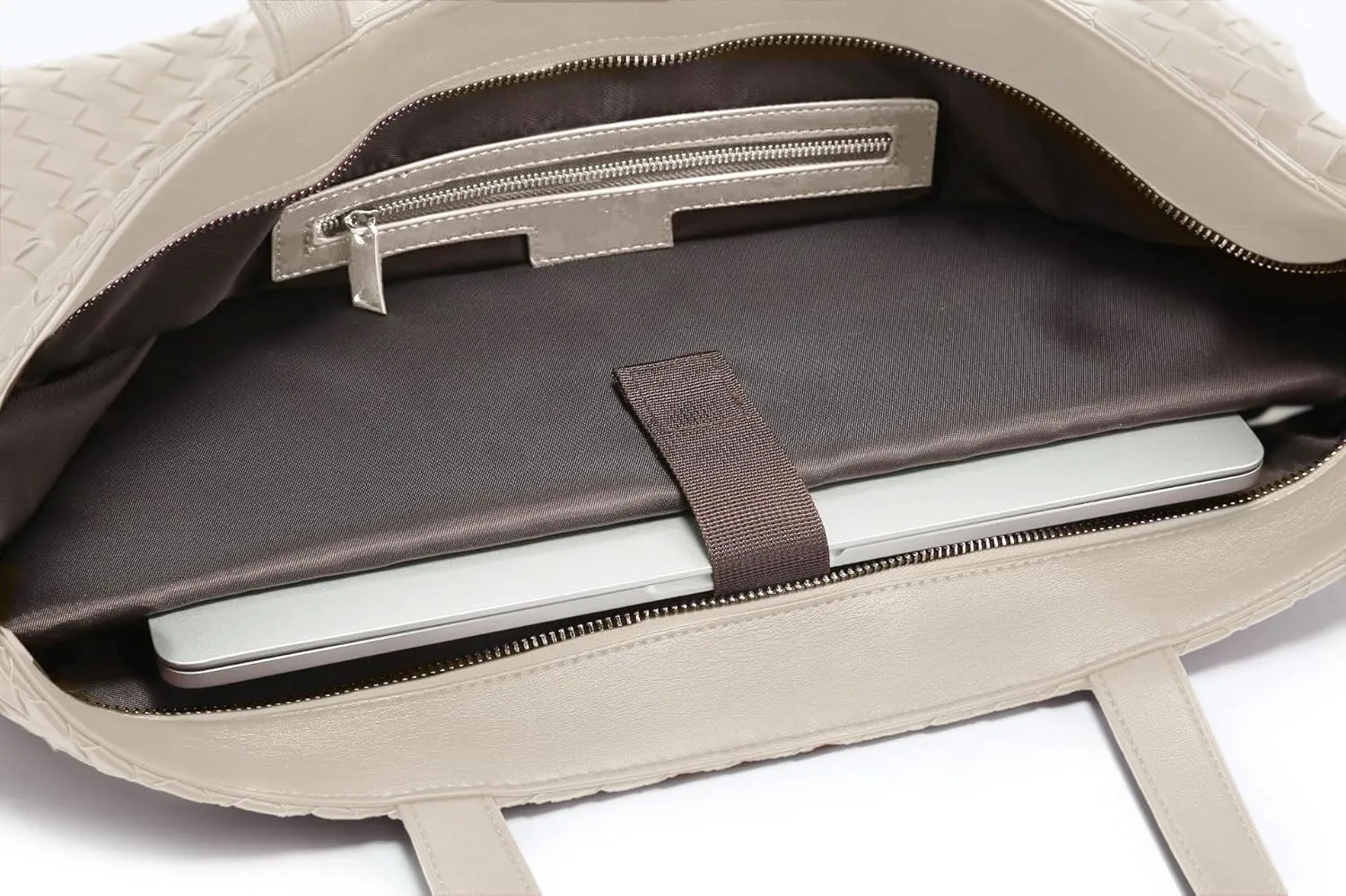 Woven Tote Bag for Women  Large Premium Vegan Leather Shoulder Bag with Laptop compartment, Perfect for Work and Travel