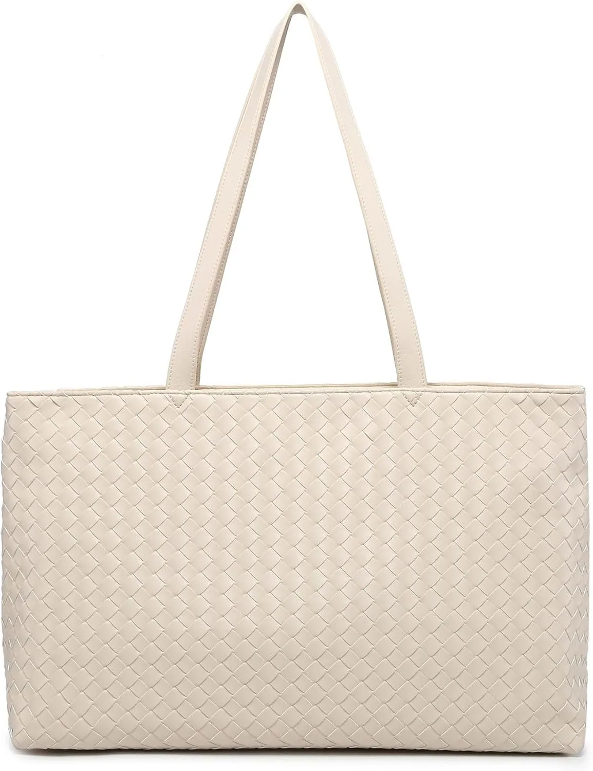 Woven Tote Bag for Women  Large Premium Vegan Leather Shoulder Bag with Laptop compartment, Perfect for Work and Travel