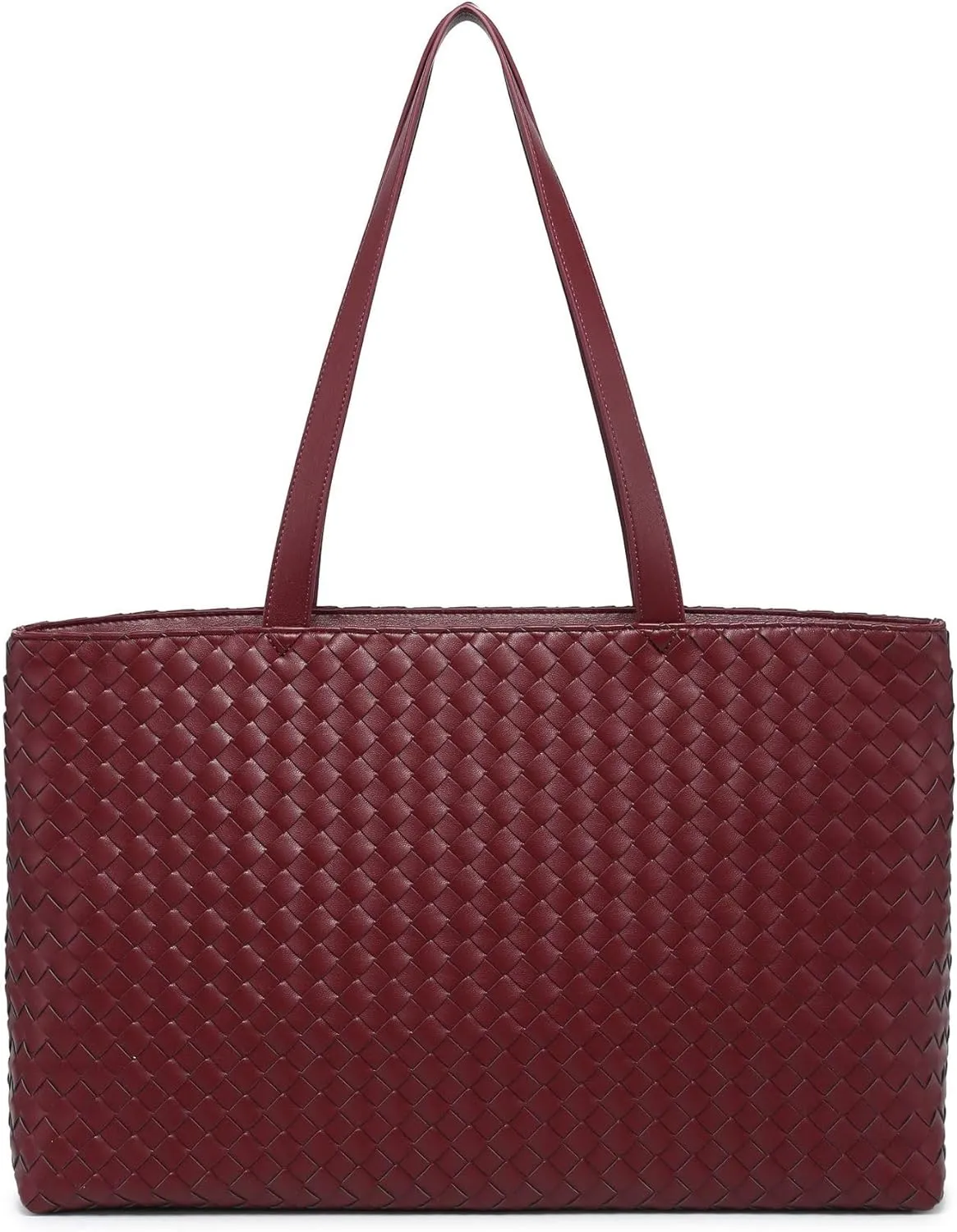 Woven Tote Bag for Women  Large Premium Vegan Leather Shoulder Bag with Laptop compartment, Perfect for Work and Travel