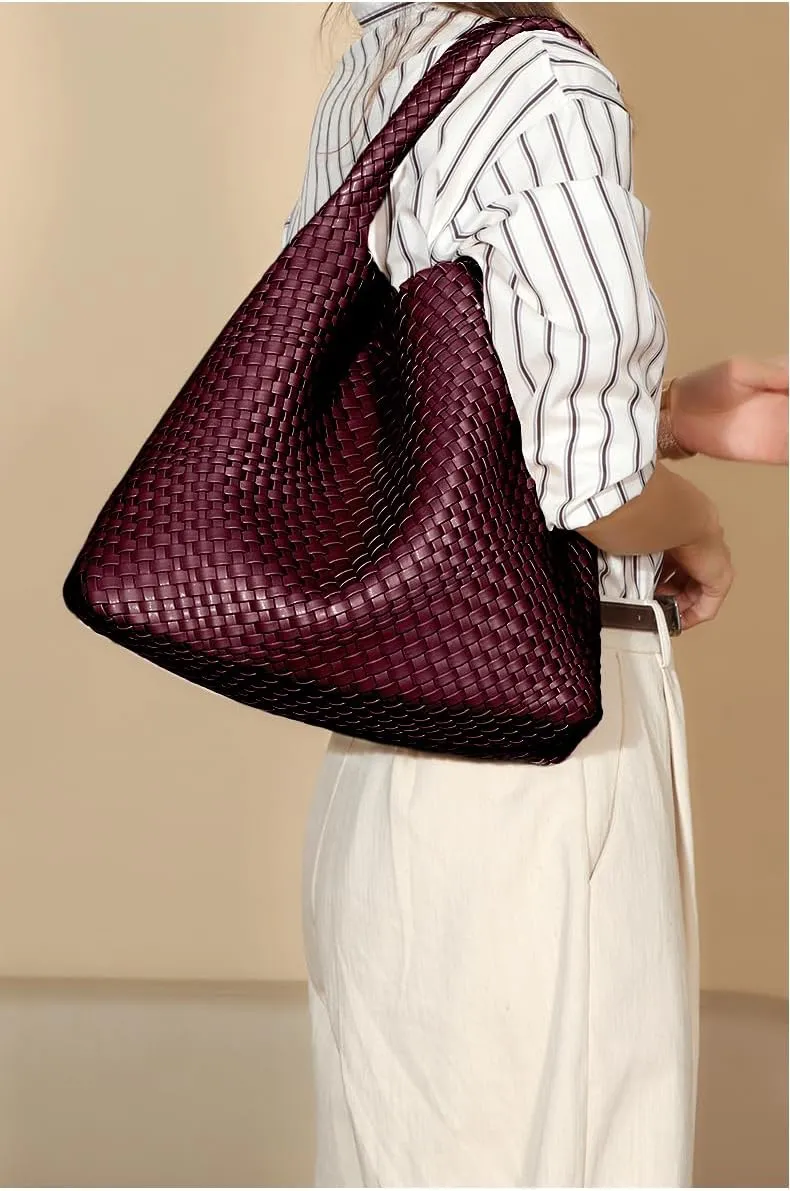 Woven Tote Bag for Women  Large Premium Vegan Leather Shoulder Handbag, Hobo bag, Perfect for Work, Travel, and Daily Use