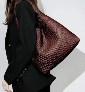 Woven Tote Bag for Women  Large Premium Vegan Leather Shoulder Handbag, Hobo bag, Perfect for Work, Travel, and Daily Use