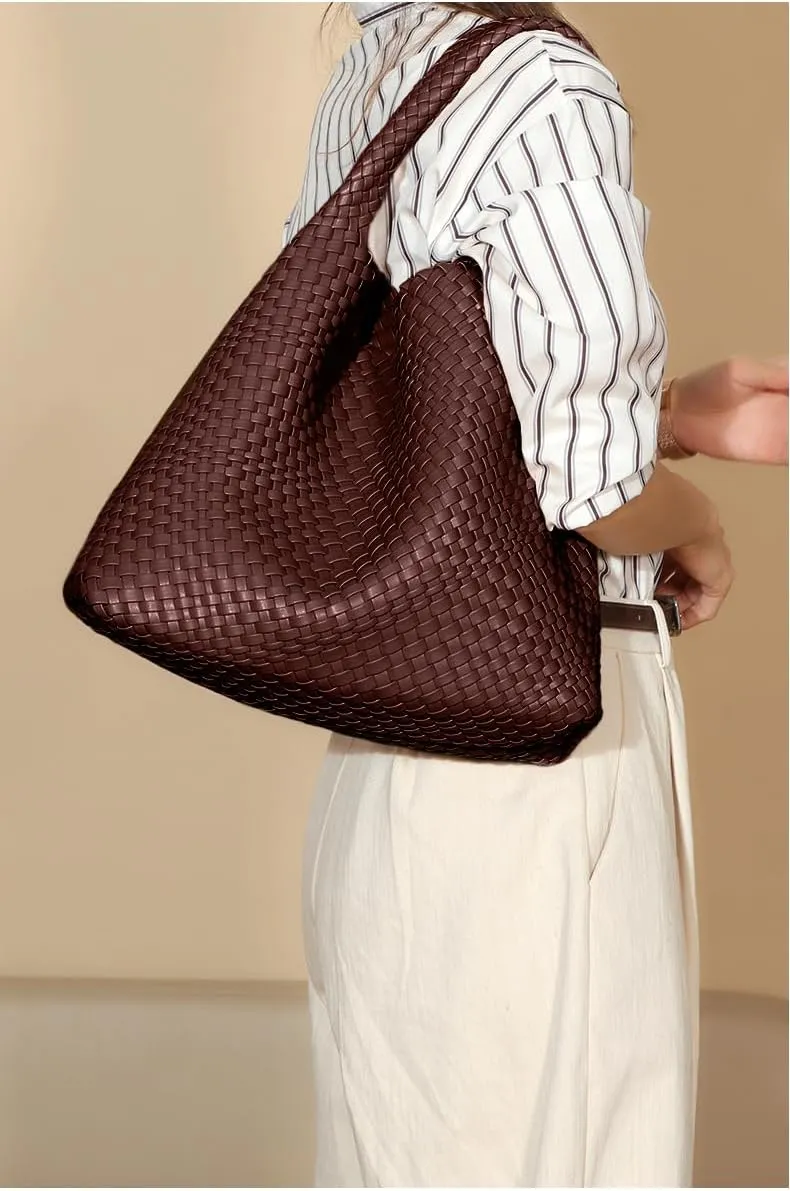 Woven Tote Bag for Women  Large Premium Vegan Leather Shoulder Handbag, Hobo bag, Perfect for Work, Travel, and Daily Use