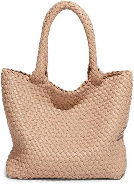Woven Tote Bag for Women  Large Premium Vegan Leather Shoulder Handbag, Perfect for Work, Travel, and Daily Use