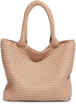 Woven Tote Bag for Women  Large Premium Vegan Leather Shoulder Handbag, Perfect for Work, Travel, and Daily Use