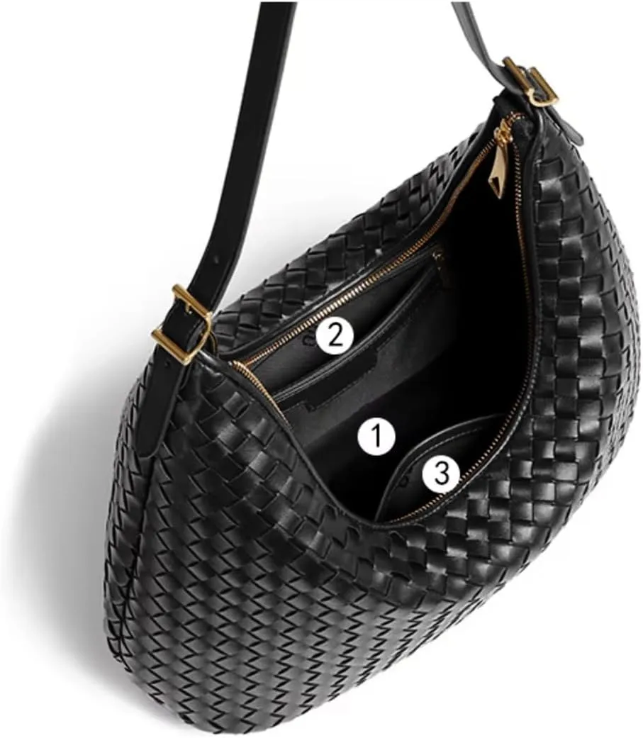 Woven Tote Bag for Women  Large Premium Vegan Leather Shoulder Handbag, Perfect for Work, Travel, and Daily Use