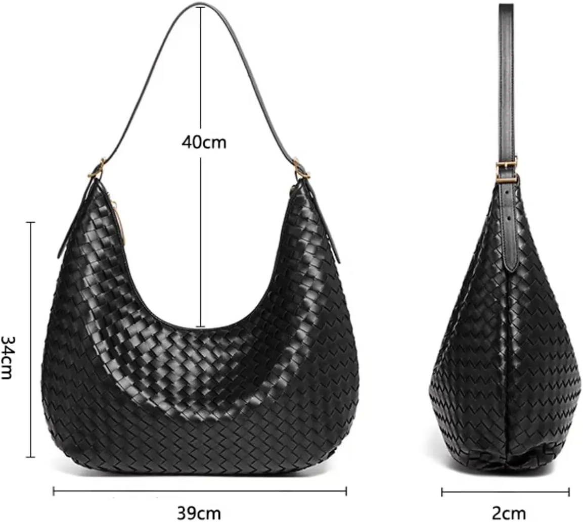 Woven Tote Bag for Women  Large Premium Vegan Leather Shoulder Handbag, Perfect for Work, Travel, and Daily Use