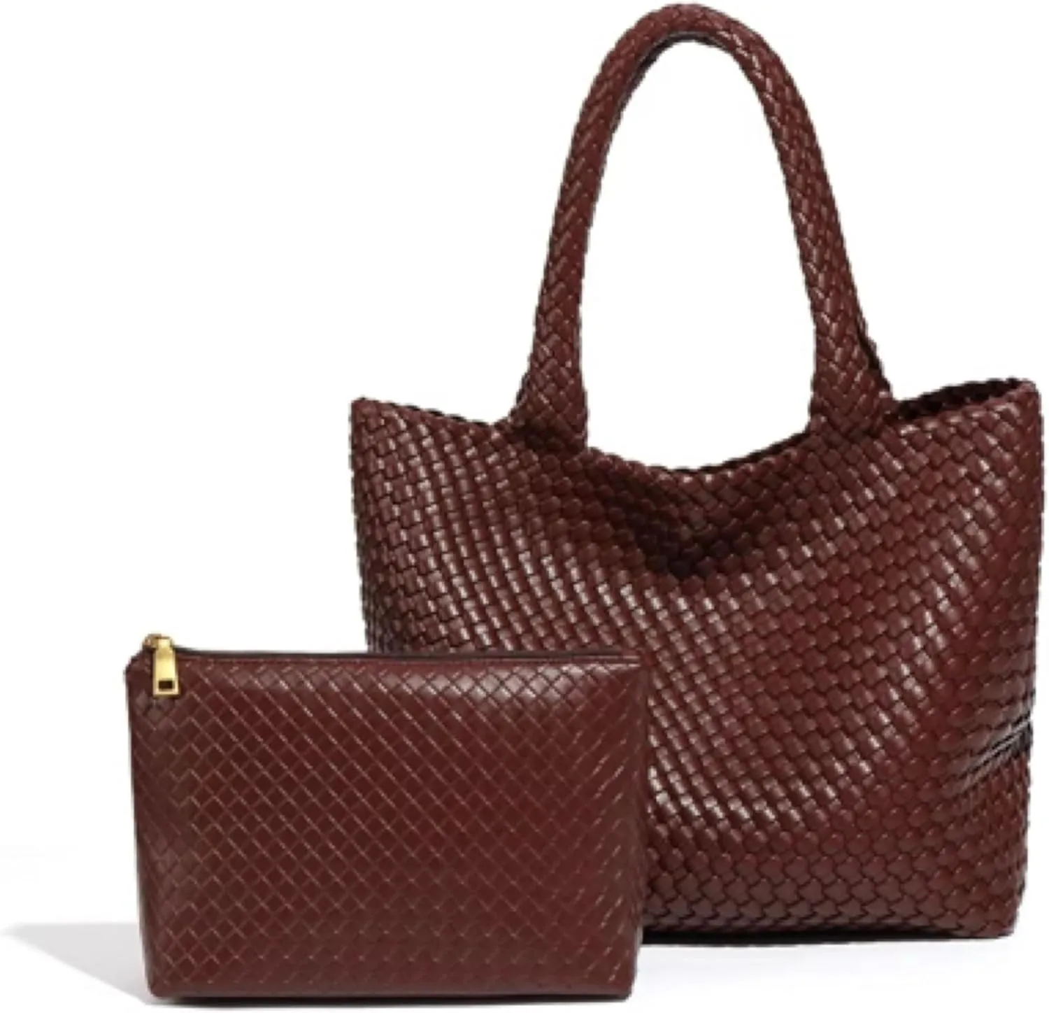 Woven Tote Bag for Women  Large Premium Vegan Leather Shoulder Handbag, Perfect for Work, Travel, and Daily Use
