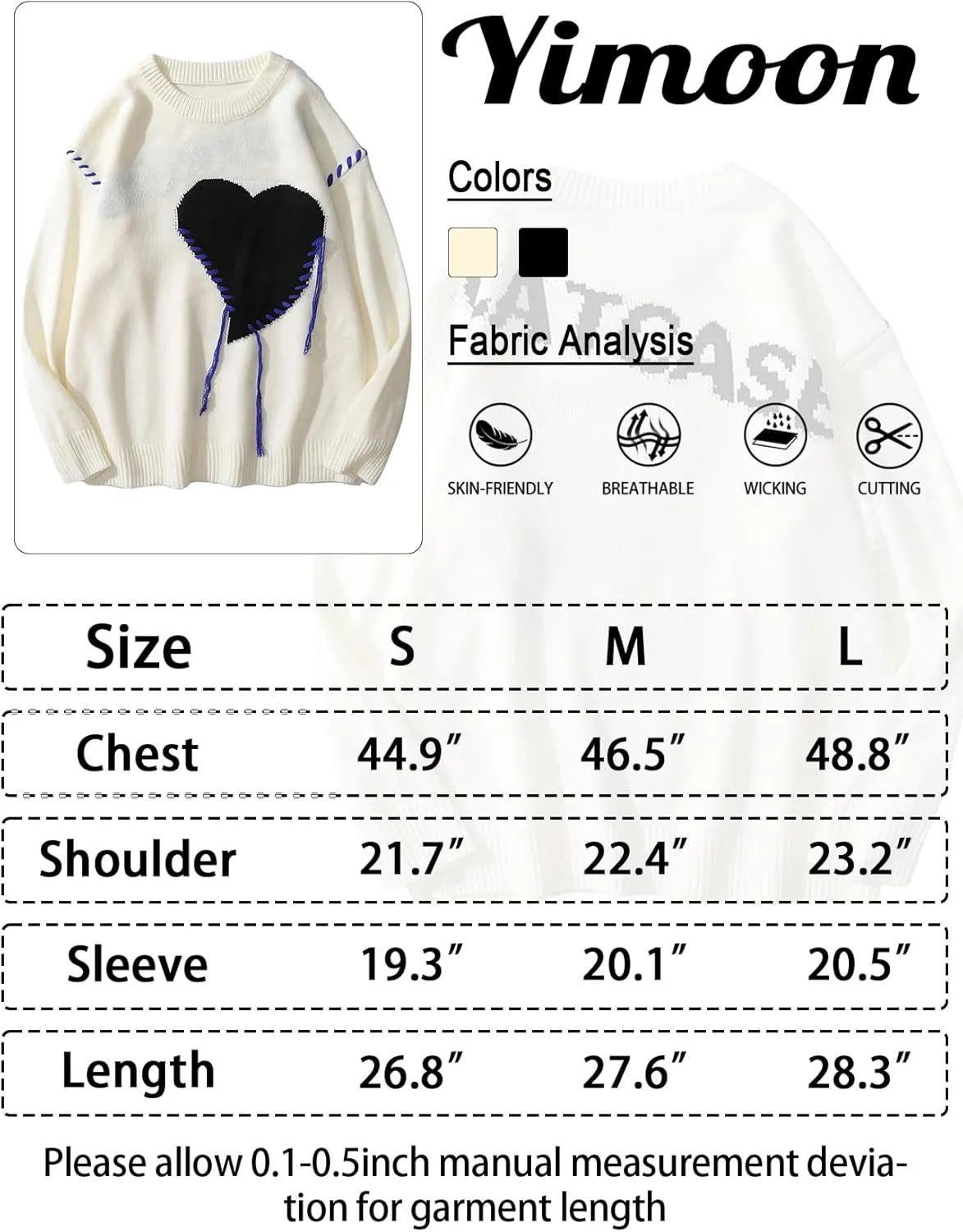 Yimoon Mens Oversized Graphic Sweater Unisex Long Sleeve Cable Knit Aesthetic Pullover Y2K Vintage Jumper Tops