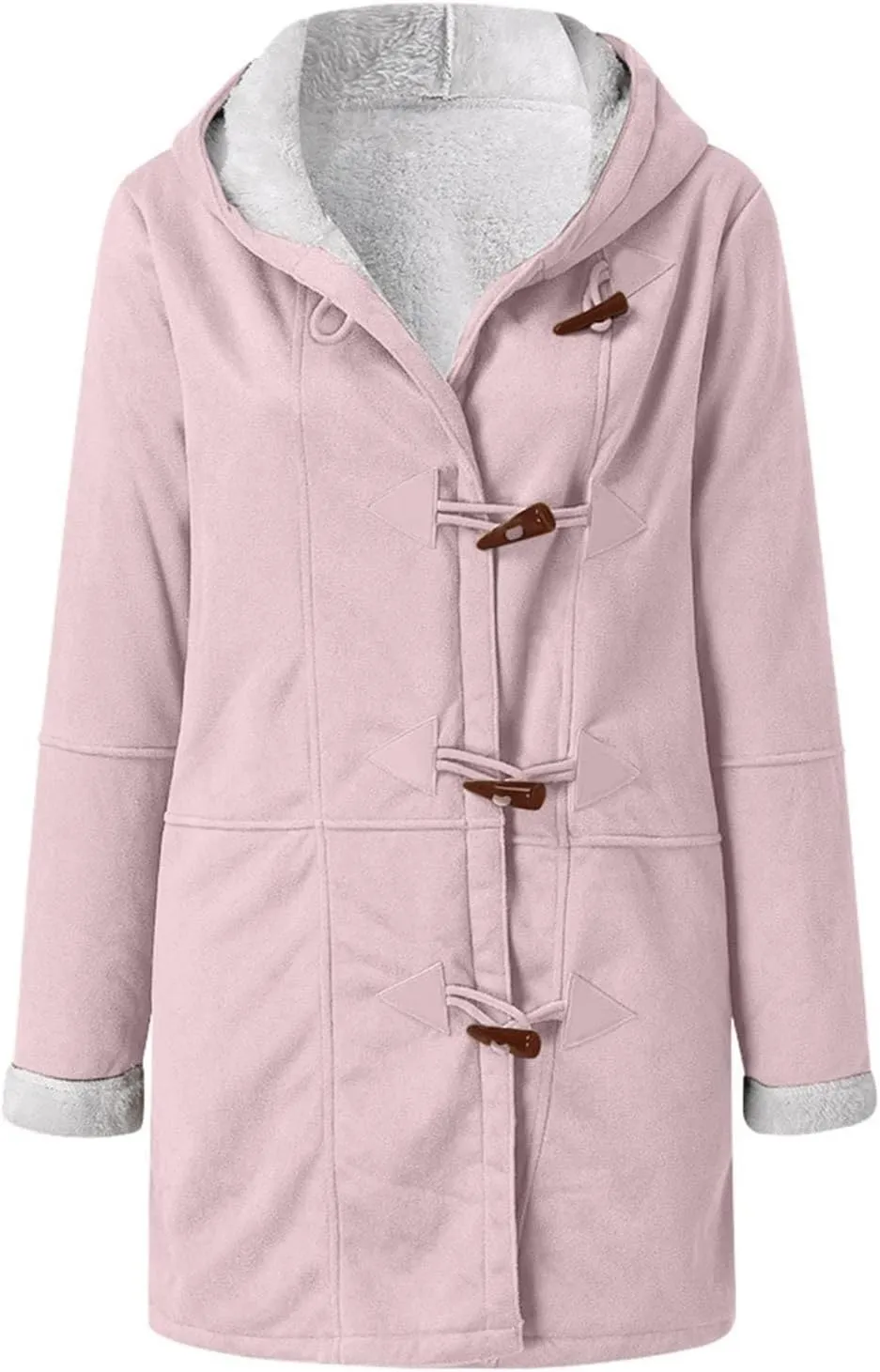 YRAETENM Winter Jackets for Women Plus Size Warm Sherpa Fleece Lined Parka Overcoat Hooded Faux Suede Pea Coat Outerwear