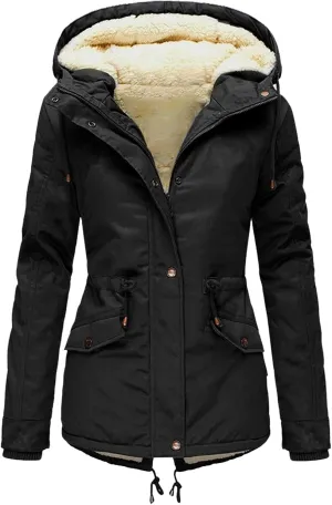 ZBYY Winter Coats for Women Warm Sherpa Fleece Lined Hooded Zip Up Quilted Down Jacket Parka Outwear with Pockets