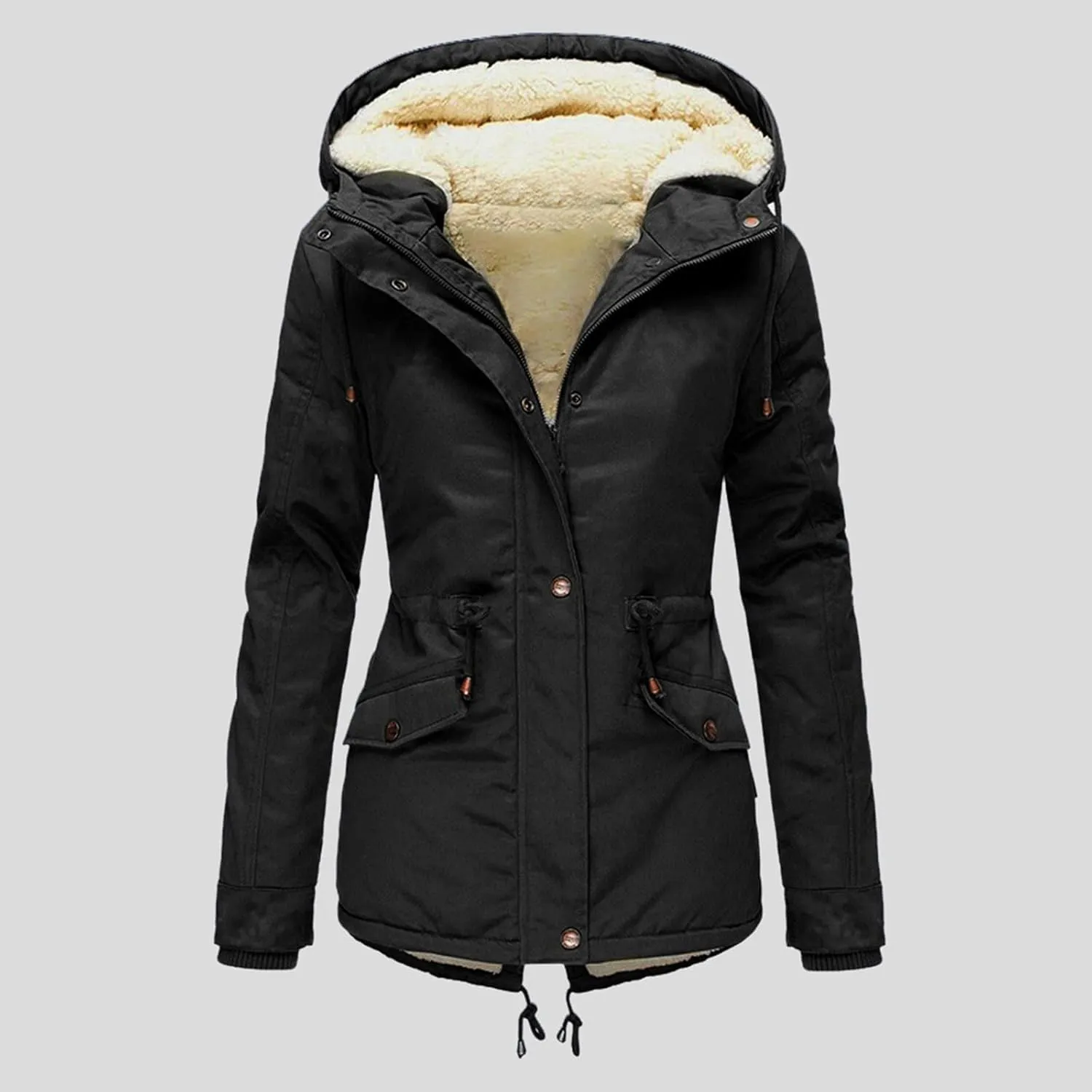 ZBYY Winter Coats for Women Warm Sherpa Fleece Lined Hooded Zip Up Quilted Down Jacket Parka Outwear with Pockets
