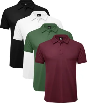 ZITY 4 Pack Men's Polo Shirt Short Sleeve Athletic Performance Tactical Shirts for Men Outdoor Sport Work T-Shirt