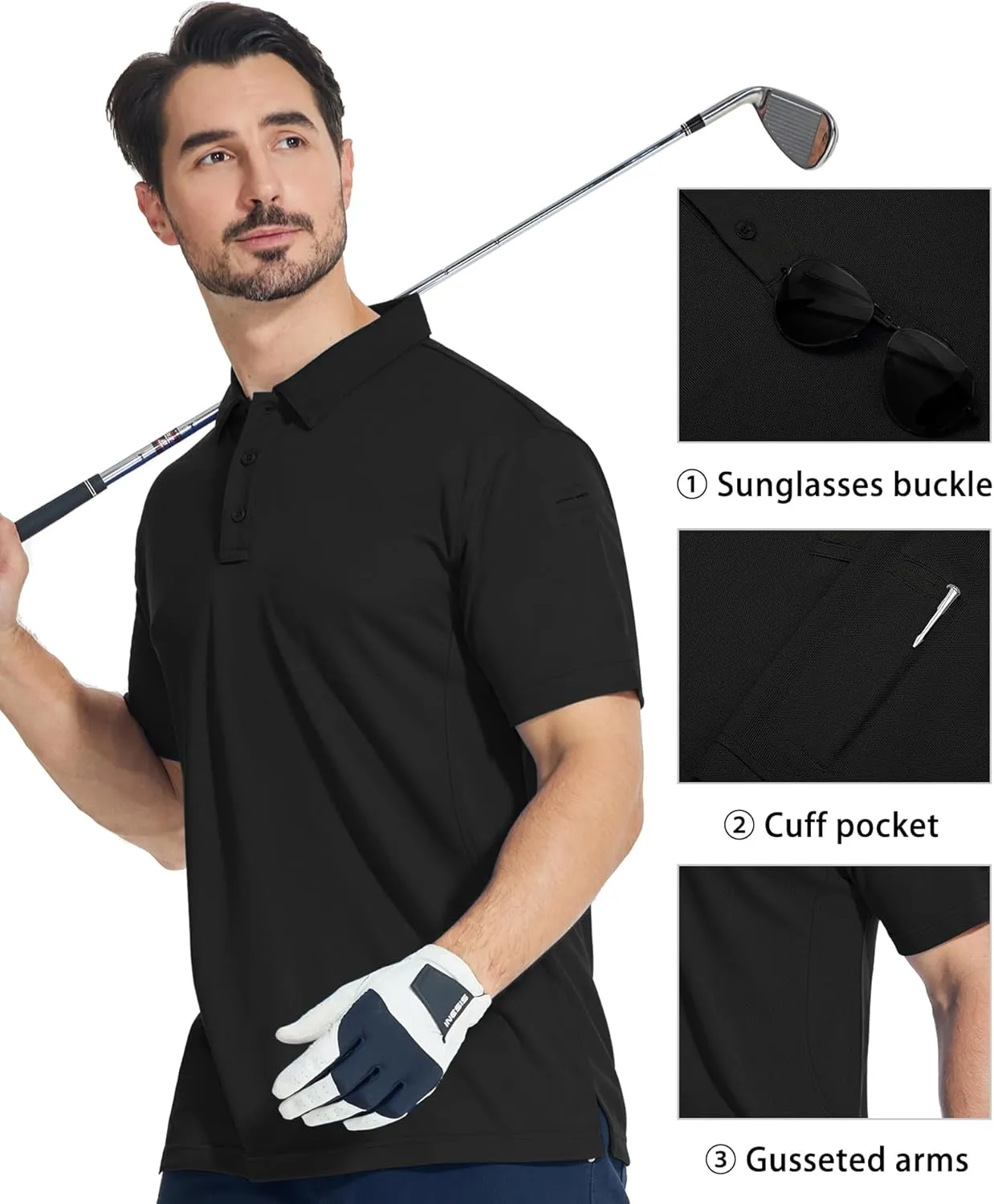 ZITY 4 Pack Men's Polo Shirt Short Sleeve Athletic Performance Tactical Shirts for Men Outdoor Sport Work T-Shirt