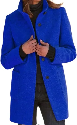 ZOCANIA Women's Long Hooded Trench Coats Woolen Fleece Button Down Pea Coat