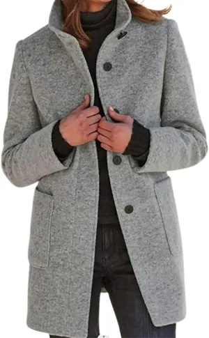 ZOCANIA Women's Long Hooded Trench Coats Woolen Fleece Button Down Pea Coat