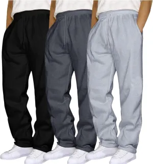 ZYXTIM 3 Pack Tracksuit Bottoms Mens Elastic Waist Active Athletic Workout Jogger Sweatpant Plus Size Stretch Casual Trousers
